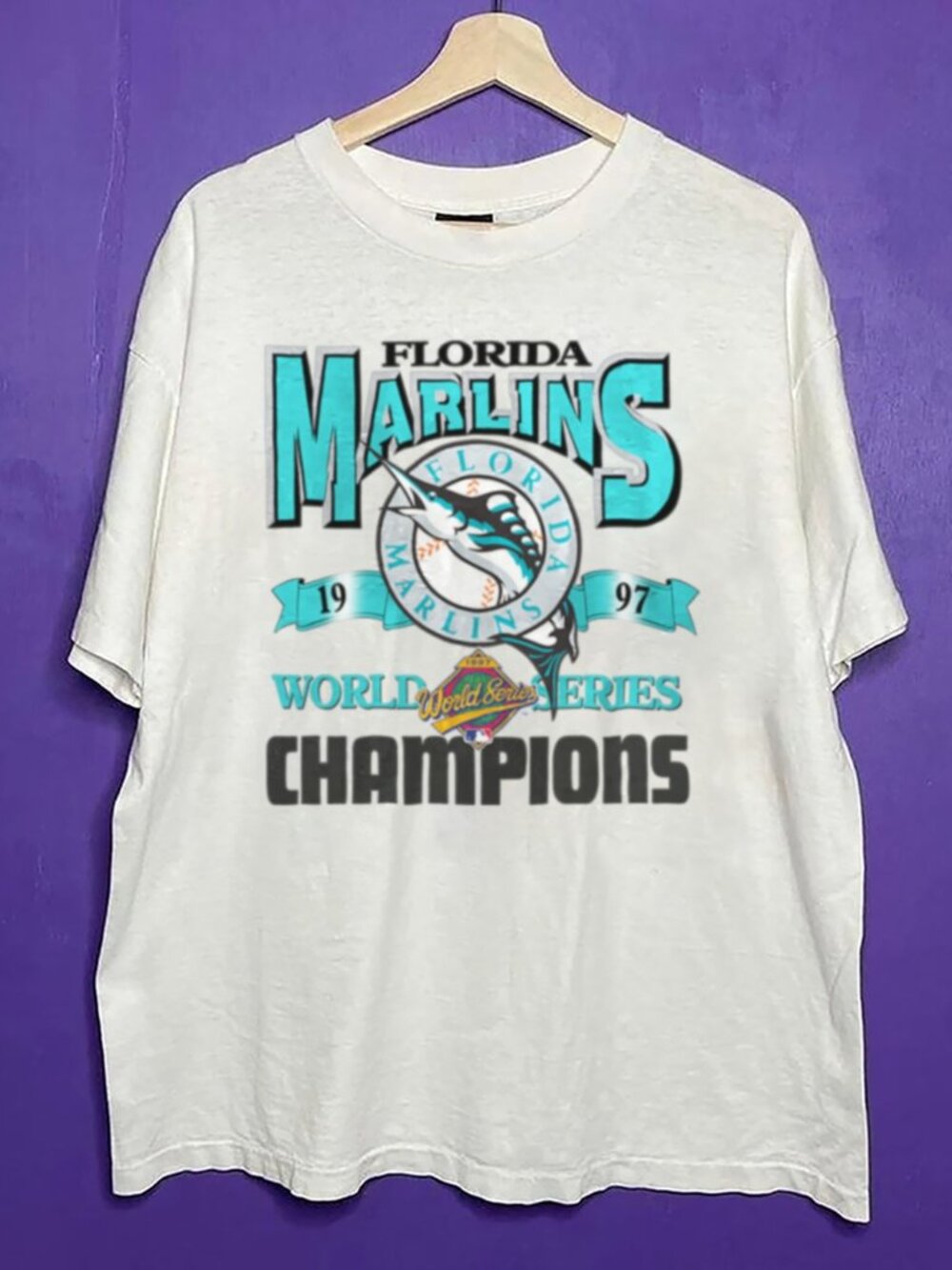 Vintage 90s MLB Florida Marlins Champions Shirt, Retro Florida Marlins Shirt Tee